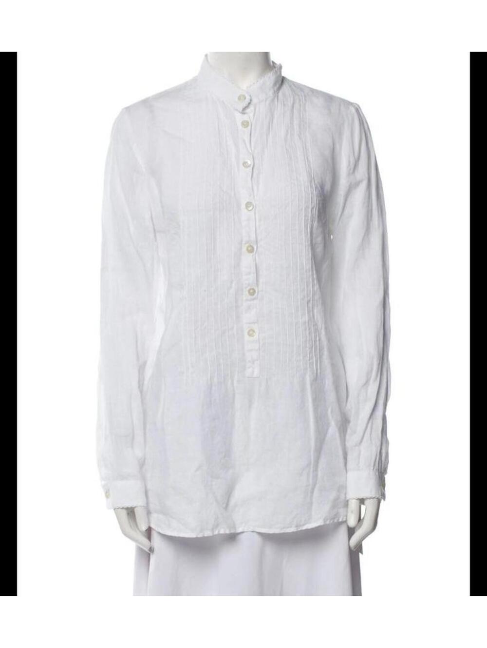 Gorsuch White 100% Cottan Pintuck Tuxedo Bib Tunic Blouse Size US 8